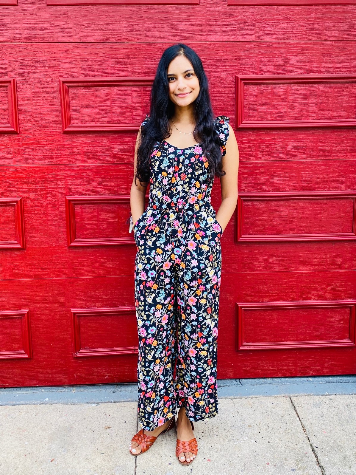 loft black floral jumpsuit